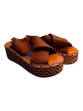 Michele Lopriore Milano Ines Nappa Leather Slingback Platform Wedge Sandals